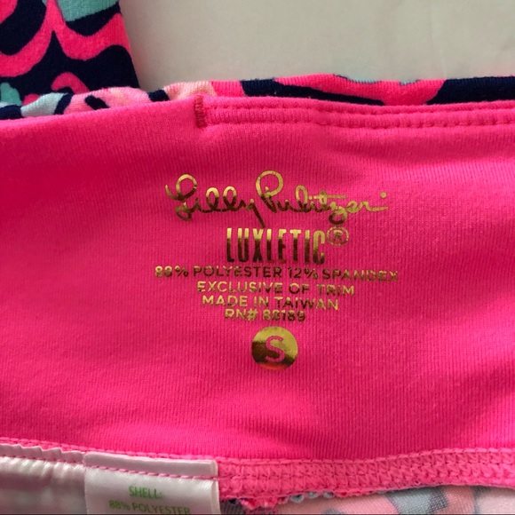 Bright & Beautiful Lilly Pulitzer cropped leggings small lobster Luxletic - Picture 2 of 5